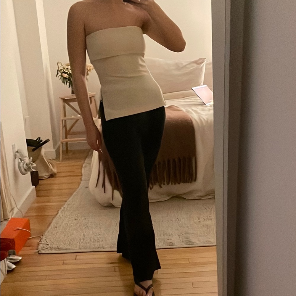 Elegant Cream Strapless Top
